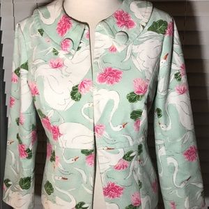 Odille Mint Green Velveteen Floral Swan Jacket 4